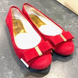 MICHAEL Michael Kors ‘Kiera’ Suede Ballet Flats in Scarlet Red, Size 6.5